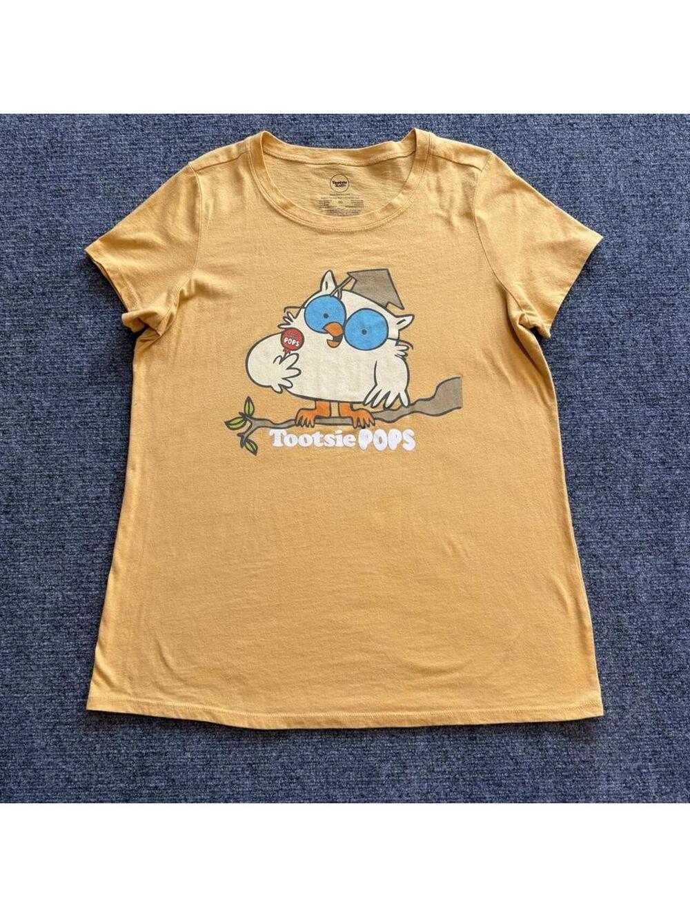 Tootsie Roll Owl Cotton & Polyester T-Shirt with White Owl Graphic